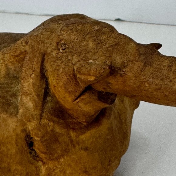 Vintage Wood Carving Elephant Trunk Up Good Luck Eclectic Unique - Picture 3 of 7